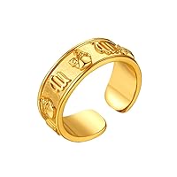 FindChic 18K Gold Plated Horoscope Zodiac Band Rings Constellation Astrology Adjustable Statement Ring for Women or Girls, with Gift Box