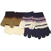 Four Pairs Striped Magic Gloves for Adults