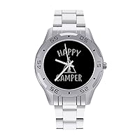 Happy Camper Stainless Steel Band Business Watch Dress Wrist Unique Luxury Work Casual Waterproof Watches
