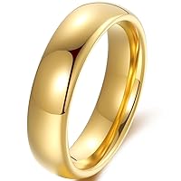 4mm 6mm 8mm 14K Gold Mens Women Tungsten Ring Domed Gold/Silver/Rose Gold Tungsten Wedding band Ring for Men Women Comfort Fit