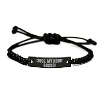 Inappropriate Chess Gifts, Chess. My Hobby Rocks!, Chess Black Rope Bracelet from