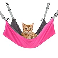 Hanging Cat Hammock, Pet Hammock for Cage, Adjustable Cat Bed Two Sides Comfortable/Waterproof Resting Sleepy Pad for Cats Small Dogs Rabbits or Other Small Animals (Pink)