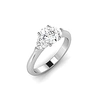 GEMHUB Couples Promise Ring White Gold 14k 1. CARAT Oval Cut Trilogy Diamond G VS1 Lab Created Sizable