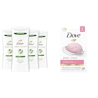 Dove Advanced Care Cool Essentials Antiperspirant Deodorant (Pack of 4) and Dove Beauty Bar Pink Soap Bars (Pack of 6)