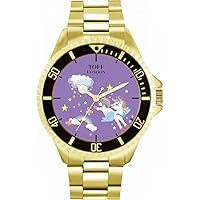 Unicorn Rainbow Cloud Mens Wrist Watch 42mm Case Custom Design