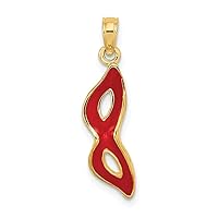 14k Gold 3 d Red Enamel Masquerade Mask Beveled/Cut out Eyes Charm Pendant Necklace Measures 19.4x6.4mm Wide 3.8mm Thick Jewelry Gifts for Women