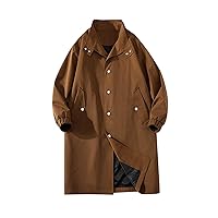 Men's Trench Coats Single Breasted Trench Coat Oversized Casual Windbreaker Lapel Long Jacket Overcoats Outerwear