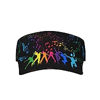 Dance with Music Print Visor Sunscreen Hat Empty Top Stylish Summer Cap for Teens Adult Hat