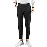 Men's Cropped Suit Pants Stretch Skinny Fit Casual Business Pant Slim Fit Tapered Ankle Dress Chino Trousers