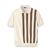 Paul Fredrick Men's Cotton Three Button Polo, Size XL Tall Ivory