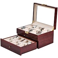 Watch Box 2 Layers Jewellery Watch Storage Box With Glass Lid And Bracelet Bangle Tray Watch Organizer Collection