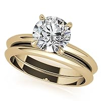 10K/14K/18K Solid Yellow Gold Handmade Engagement Ring 3.0 CT Round Cut Moissanite Diamond Solitaire Wedding/Bridal Rings Set for Women/Her Proposes Gift