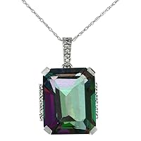Silver City Jewelry 10K Gold 0.03 cttw Diamond Natural Color Gemstone Pendant Octagon 16x12 mm