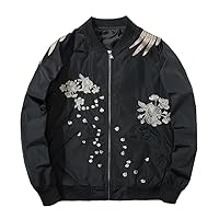 Spring Bird Embroidered Pilot Bomber Jacket - Casual Baseball Coat for Youth Couples, Japan Streetwear