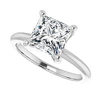 Petite Halo Vine Moissanite Diamond Ring Set,1.00 Carat Princess Moissanite Engagement Ring Set, Wedding Ring Set, Bridal Ring, Promise/Annivrsary Rings for Wife, Classic Ring