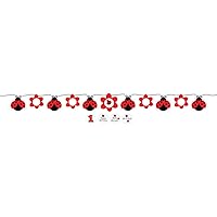 Creative Converting Ladybug Fancy Circle Ribbon Party Banner with Stickers, Multicolor