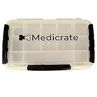 Medicrate Dog Storage Organizer - Multipurpose Organizational box for Storing Treats, Medication, Poop Bags, Pet Supplements & Chews - Adjustable Container Compartments for Weekly/Monthly Planning