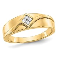 Mens 1/10 Carat (ctw H-I, I2-I3) Princess Cut Diamond Ring in 14K Yellow Gold
