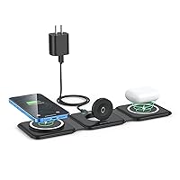 Wireless Charger 3 in 1,RTOPS Magnetic Travel Wireless Charging Station Multiple Devices,GaN 3 in 1 Charging Station,Compatible for iPhone15/14/13/12/Pro/Max,iWatch,AirPods 3/2/Pro(Adapter Includes)
