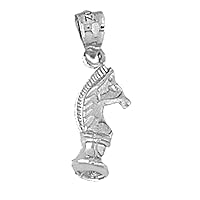Chess Knight Pendant | Sterling Silver 925 Chess Knight Pendant - 23 mm