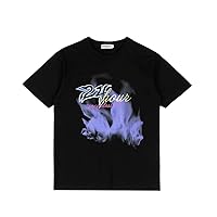 Purple Flame Cool Print Short Sleeve T-Shirt