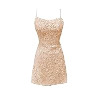Short Homecoming Cocktail Dresses with Spaghetti Straps Lace Sheath Prom Party Dress 2024