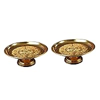 BESTOYARD 2pcs Tribute Fruit Bowl blessing fruit tray buddha fruit tray fruit serving plate snack serving platter buddhist altar cupcake tier stand cup cake stand offering plate alloy food