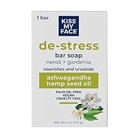 De-Stress Bar Soap - Neroli + Gardenia - Vegan Soap Bar with Hemp Seed Oil - Cruelty Free and Palm Oil Free Bath Soap (Neroli + Gardenia, Pack of 1)
