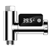 Water Temperature Gauge, LED Digital Shower Thermometer 0~100℃ (41~185℉) Baby Bath Water Temperature Monitor 360-degree Rotating Display Celsius/Fahrenheit Switchable for Kids Elderly Pets Kitc