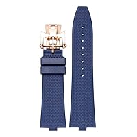 Quick Disassembly Fluororubber Watch Strap for Vacheron Constantin VC Series 4500V 5500V 7900V Convex Interface 7mm Watchband (Color : Blue-Rosegold-B, Size : 24-7mm)