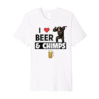 I Love Beer and Chimps Drinking Chimpanzee Monkey Lovers Premium T-Shirt