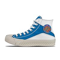 Popular graffiti-01,Blue Custom high top lace up Non Slip Shock Absorbing Sneakers Sneakers with Fashionable Patterns