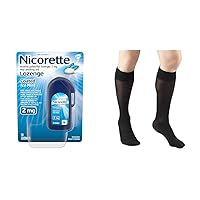Nicorette 2mg Mint Lozenges 20ct & Truform Women's 8-15mmHg Knee High Compression Stockings Black Medium