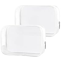 PLULON 2 Pack Travel Toiletry Bag, TSA Approved Toiletry Bag Clear Makeup Bag Quart Size Portable Cosmetic Bags Carry on Travel Accessories Bag for Women Men - Clear