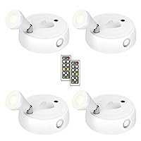 Olafus Spot Lights Indoor 4 Pack, Wireless Spotlight Battery Operated, Dimmable LED Accent Light with Remote, 4000K Neutral White Small Uplights Battery Mini Spotlights for Display Painting Closet