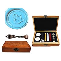 MNYR Ampersand and Silver Wax Seal Sealing Stamp Wedding Invitations Vintage Metal Peacock Handle Wax Sticks Candles Melting Spoon Gift Wood Box Set