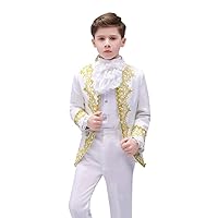 Boys Prince Costume Kids Victorian Gothic Palace Blazer Suit Royal King Embroidery Outfit