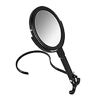 Rucci Round Portable Lightweight 5x/1x Magnifying Neck Mirror Piano Black - 4.25