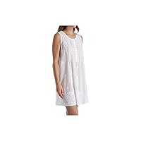 LA CERA Women's 1104C 100% Cotton Woven Sleeveless Embroidered Gown