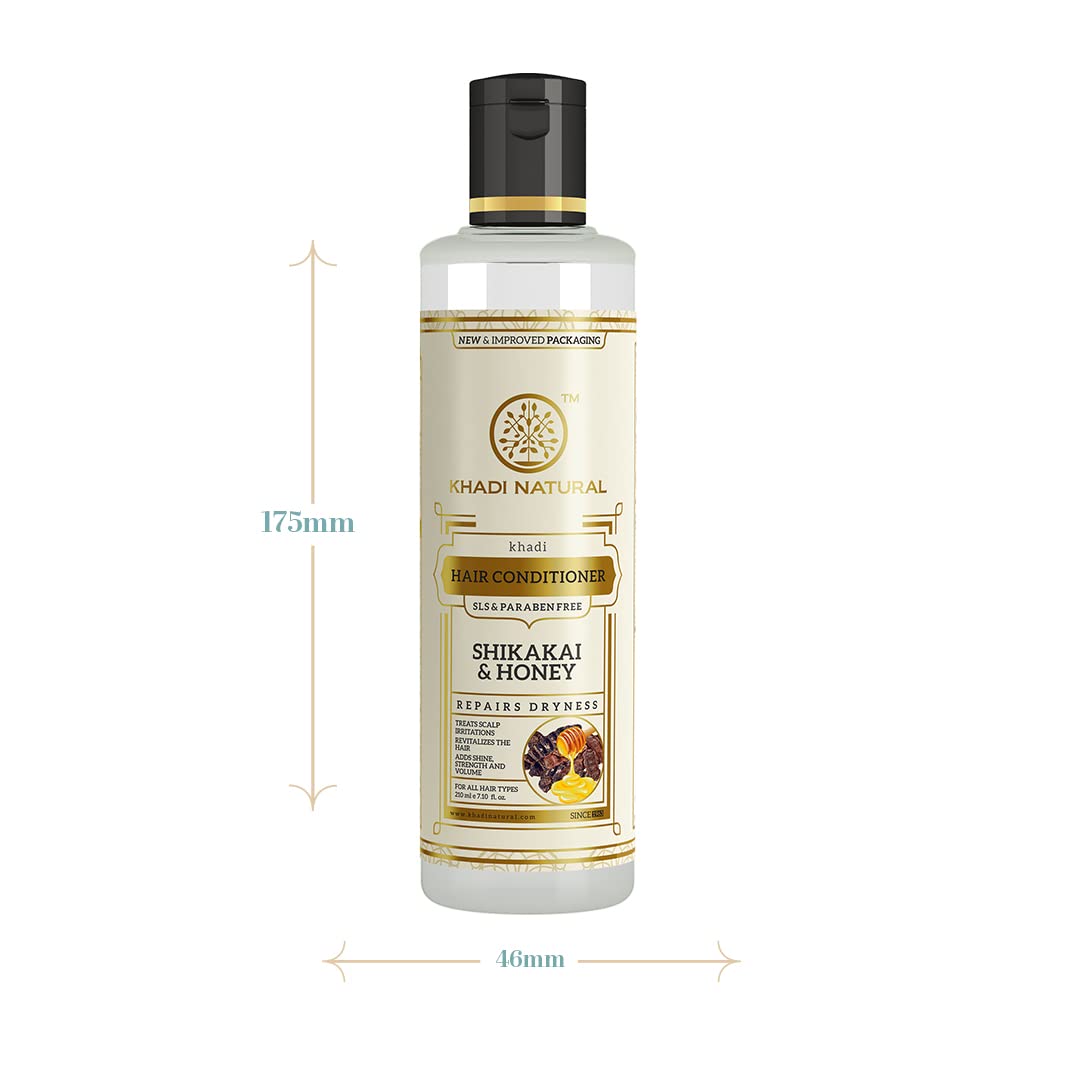 Khadi Natural Herbal Shikakai and Honey Conditioning Conditioner for all Hair Types SLS and Paraben Free (210 ml)