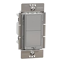 Square D by Schneider Electric Square D X Series 15 Amp Dimmer Light Switch Single-Pole/3-Way for LED, Halogen, Incandescent, and CFL Lighting, 600 Watt, Rocker, Matte Gray (SQR22601GY)
