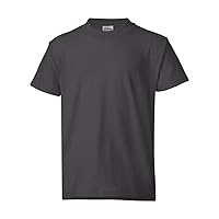 Hanes Youth 50/50 Short Sleeve T-Shirt, Smoke Gray, X-Small