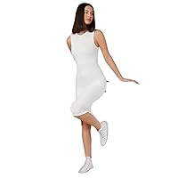 Solid Bodycon Dress (Color : White, Size : X-Small)
