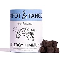 Spot & Tango Allergy + Immune Supplement for Dogs | Vet-Approved For Itchy Skin & Allergy Relief | Wild Alaskan Salmon Oil, Omega-3, Primrose Oil, Biotin | Real Strawberry & Blueberry Flavor, 56 Count