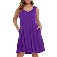BELAROI Women Plus Size Sundress Summer Casual Sleeveless Tshirt Dress Tie Dye Swing Tank Dresses with Pockets Beach Cover up