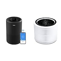 Air Purifiers for Home Large Room, Black & Air Purifier Replacement Filter, 3-in-1 True HEPA, High-Efficiency Activated Carbon, Core 200S-RF, White