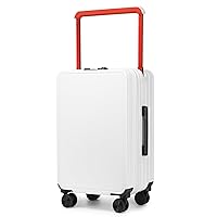 MRPLUM Carry On Luggage 22x14x9 Airline Approved Suitcase Wide Handle Rolling No Zipper Large Suitcase PC Hardshell Suit Case Carry-on Luggage with Wheels&TSA Lock,White