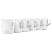 Le Creuset Stoneware Set of 6 London Mugs, 12 oz. Each, White