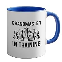 Chess 2Tone Blue Mug 11oz - Gm In Training - Funny Chess Gifts Set Board Pieces Horse Knight Player Game Pawn Strategy