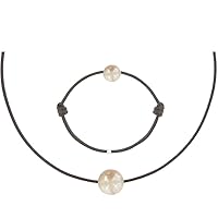 LES POULETTES BIJOUX - Necklace and Bracelet Set Dyed Pink Cultured Freshwater Pearl 8-9 mm - Classics